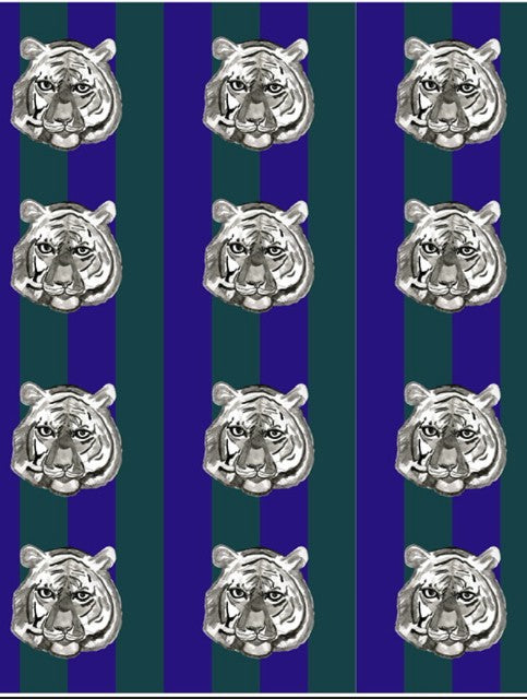Tigres fond rayé bleu/vert