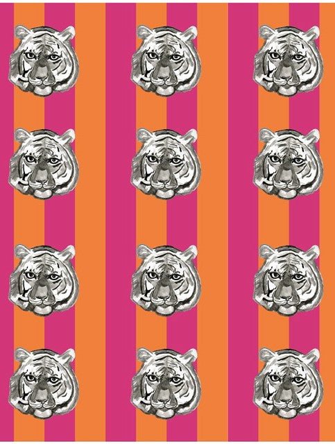 Tigres fond rayé orange/rose